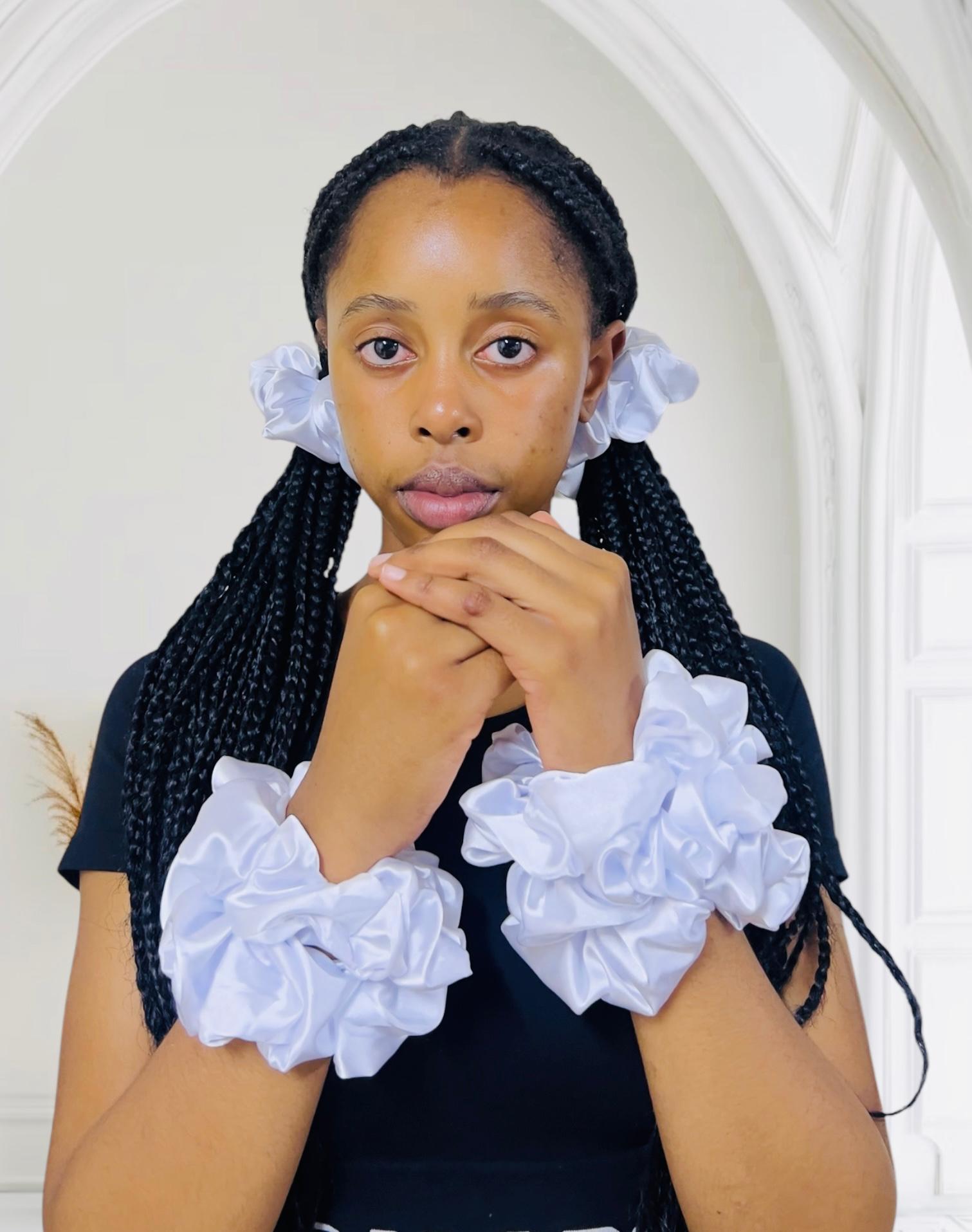 Satin Scrunchies - White